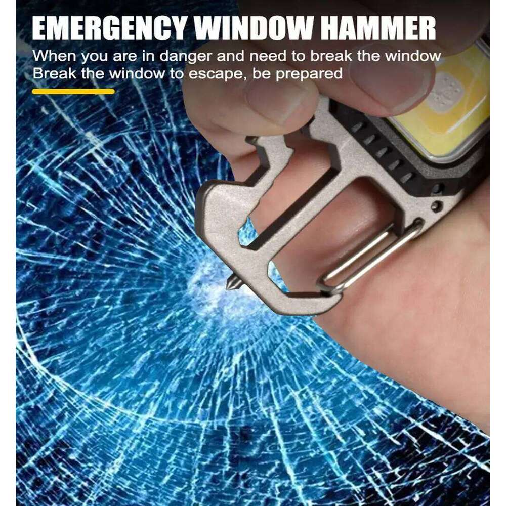 LED Portable Keychain Flashlight Outdoor Camping COB Work Light Emergency Lighting With Window Hammer Bottle Opener Lamp S260302