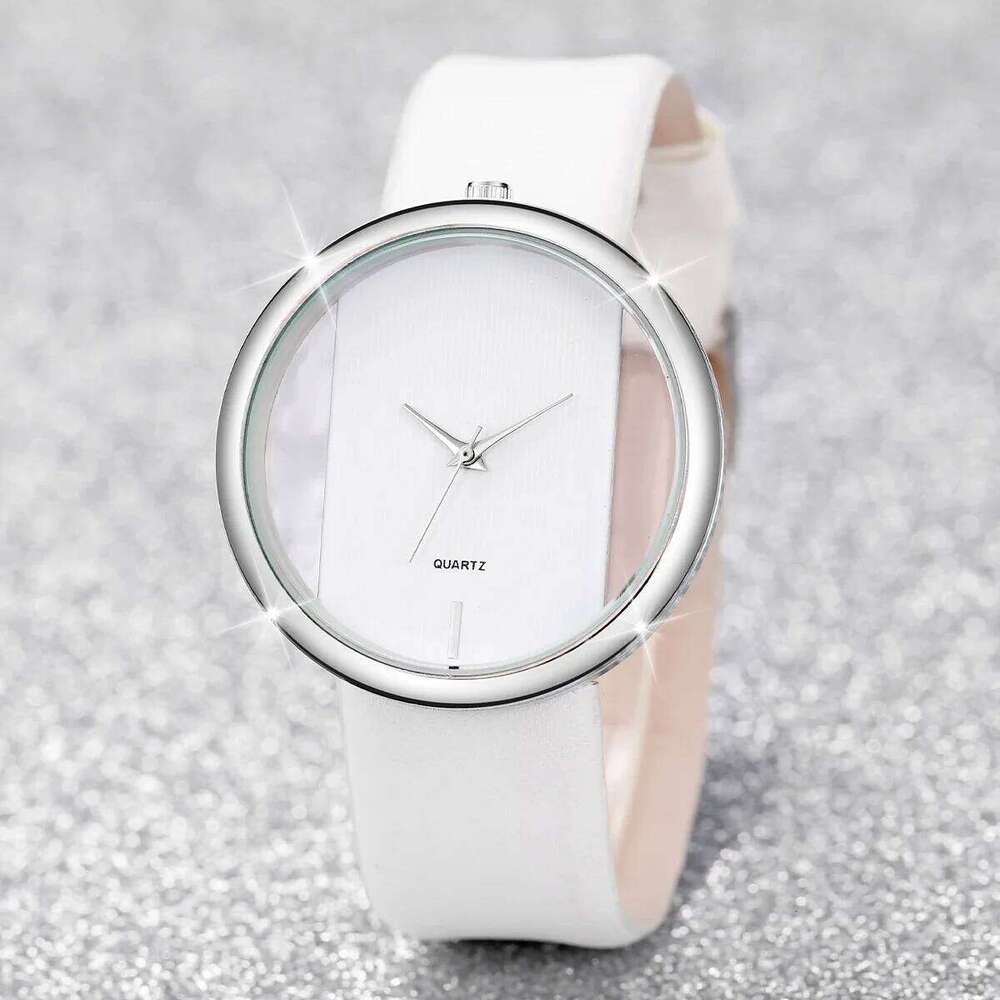 New 2pcs/set Women's Casual Hollow Out Quartz Analog PU Leather Wrist Watch & Butterfly Bracelet Set Gift XJ260303