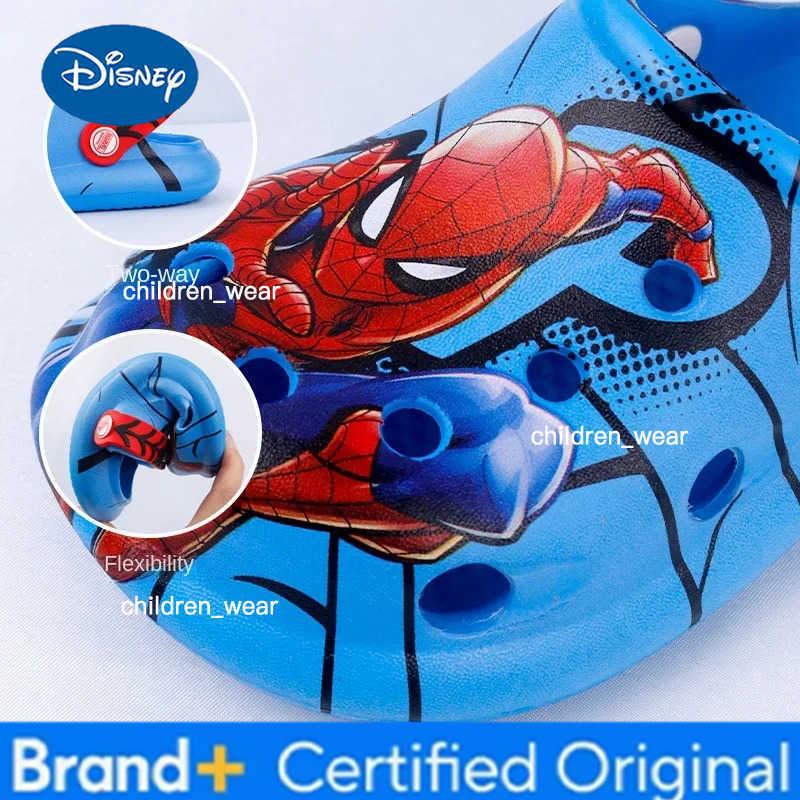 Disney Childrens Slippers Summer Boys Spiderman Slipper Anti-slip Hole Kids Beach Shoes Soft Bottom Toddler Home Slipper H260303