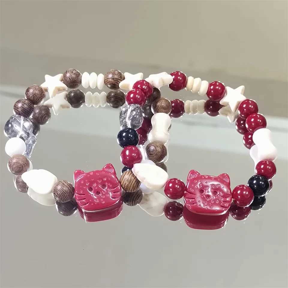 Handmade Ceramic Star Cat Bracelet Cartoon Korean Style Fresh Bracelet Jewelry Accessories Bead Cute Bead Bracelet Women H260303