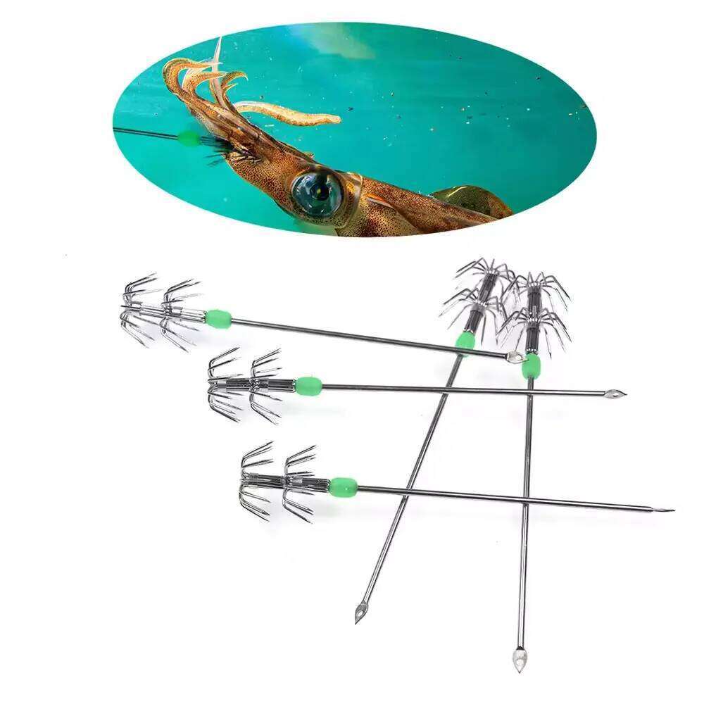 2PCS 15/17cm Luminous Stainless Steel Shrimp Hook Crochet 2-Layer Squid Umbrella Fishing Hooks Z260228