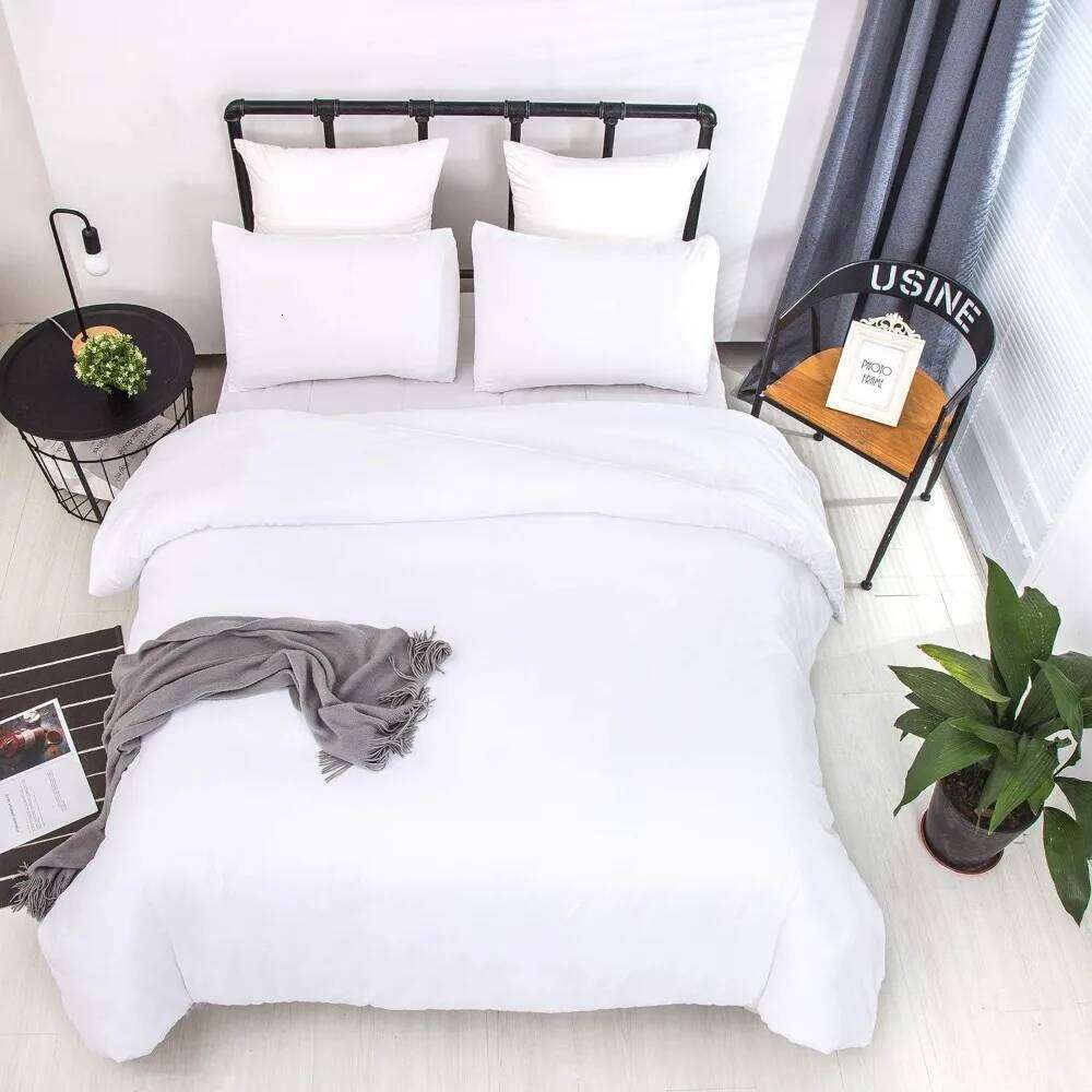 Full Size White Women Men Bedding Sets Soft Comforter with 2 x Pillow Case W260302
