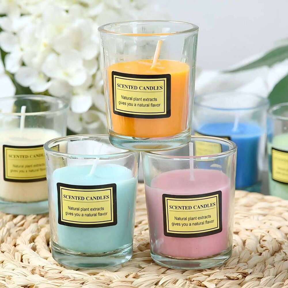 Minimalist Frosted Glass Jar Candle - Trendy Scented Decor, Multi-Purpose for Living Room Office Home Ambiance W260303