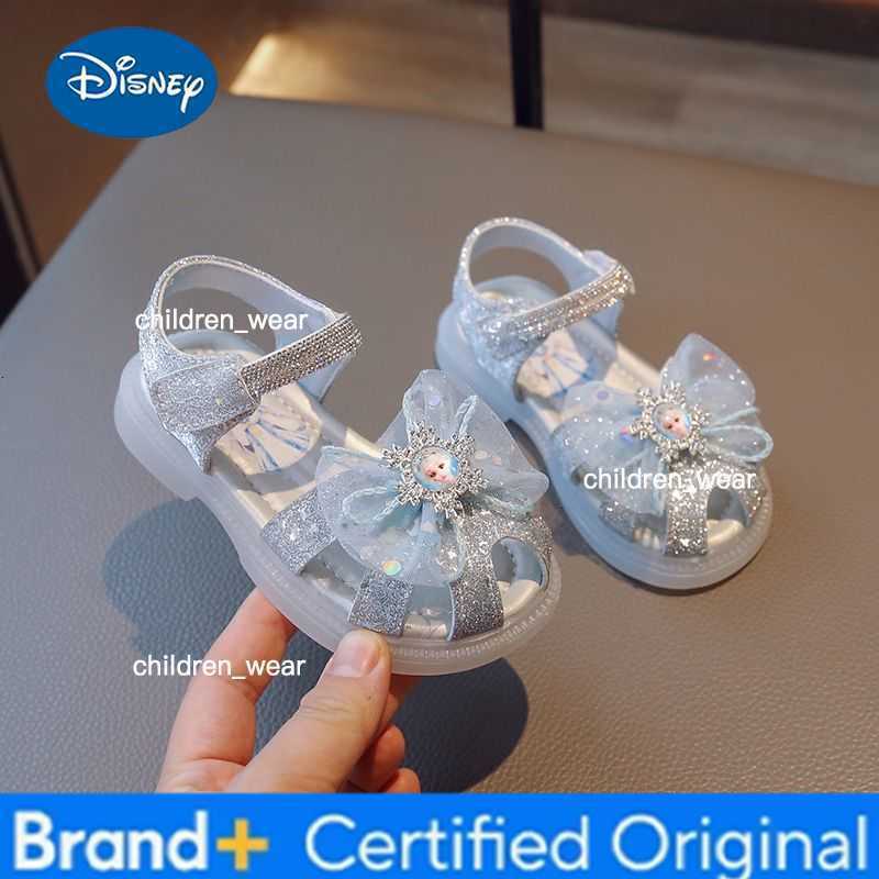 Disney KidsCasual Shoes Sandals Elsa Princess Frozen PU Leather Sow Fashion Summer Shoes Breathable Anti-slip Pink Blue Size 22-30 H260303