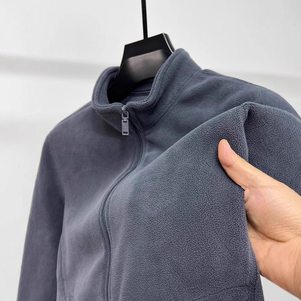 Autumn Winter Men Stnd Collr Zipper Crdign Jcket Autumn Designer Jacket Winter Men's Thickened Wrm Fleece Solid Color Jcket