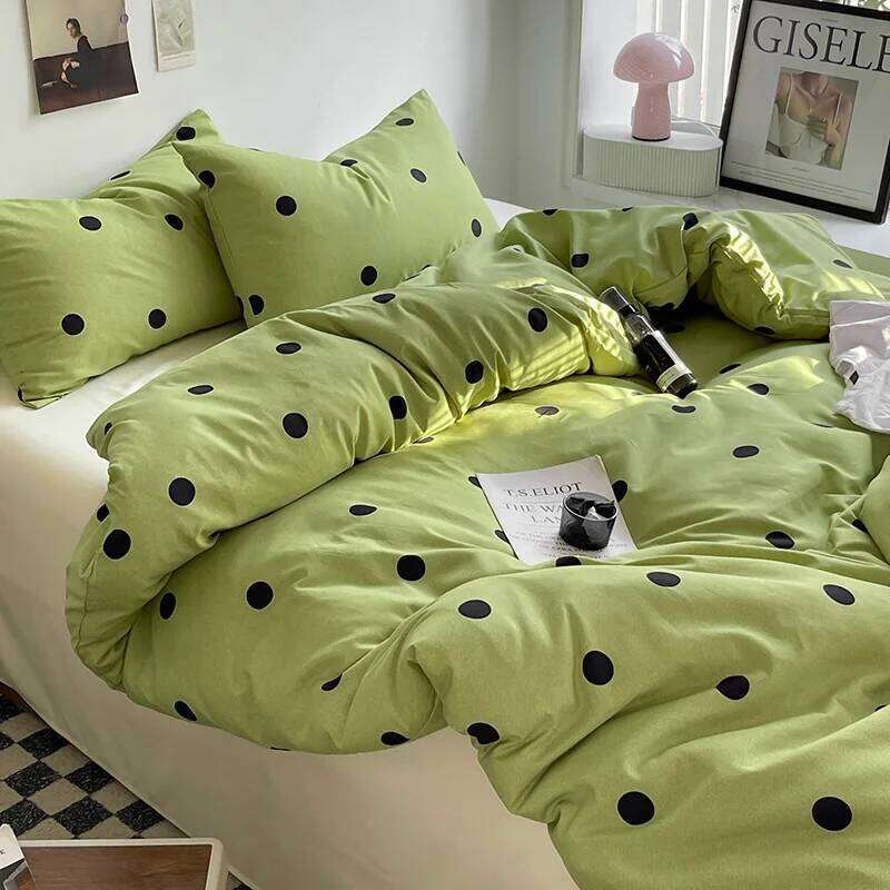 Green Polka Dots Duvet Pillow Case Bed Sheet AB Side Quilt Cover Stripe Boy Kid Teen Girl Bedding Linens Set King Queen W260302