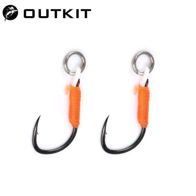 OUTKIT 10pcs Lure Hardbait DIY Fishing Cast Jigs Assist Hook Barbed Single Jig Hooks Pesca High Carbon Steel Z260228