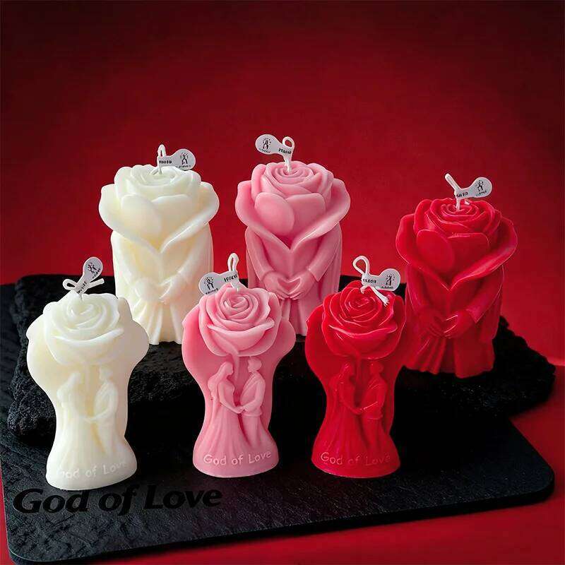 Rose Shaped Scented Candles for Valentine's Day, Creative Ornaments, Romantic Wedding Decoration, Gifts W260303