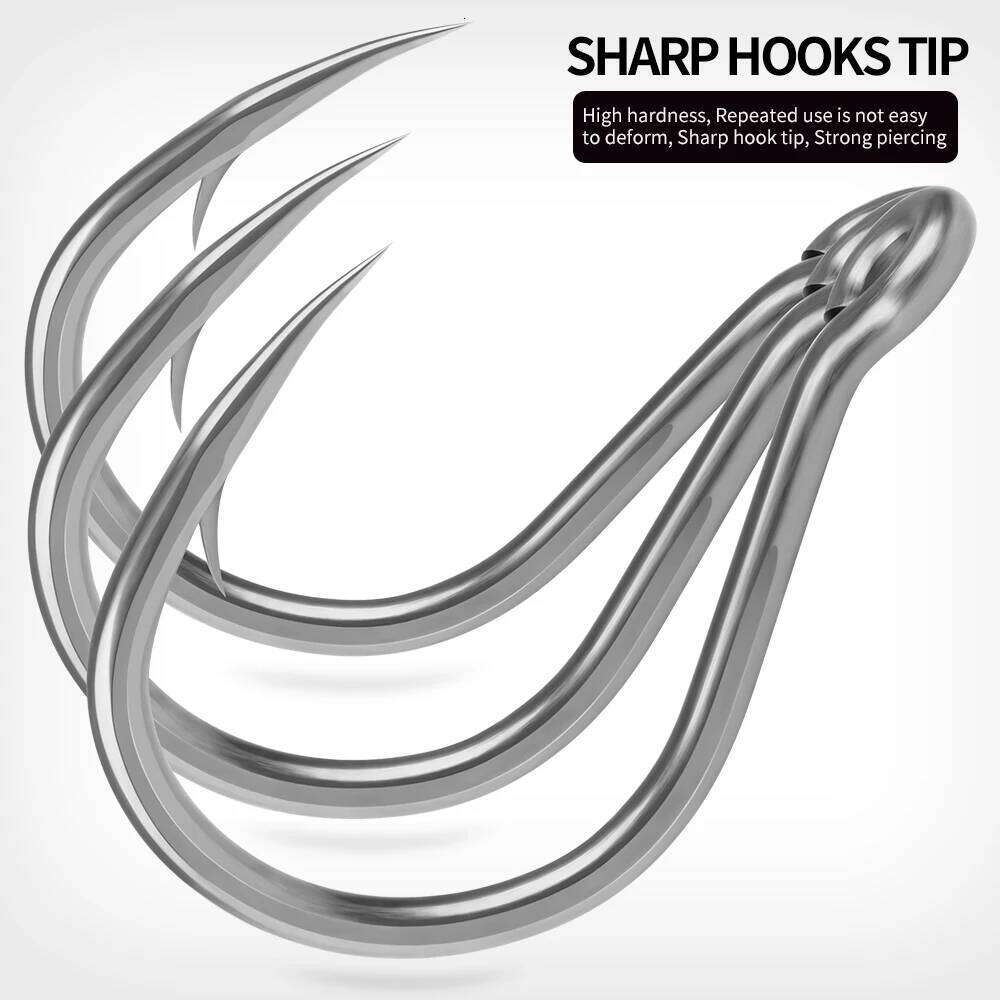 PROBEROS 10pcs Saltwater Hooks Set Ringed Eye Barbed Sharp Fishing with Super Tenacity High Carbon Steel Jig Hook Z260228