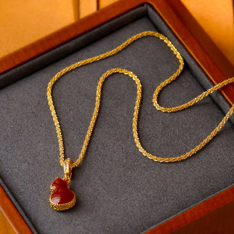 Natural Mother-of-pearl Necklace Gourd Pendant Double-sided Wearable Collarbone Chain