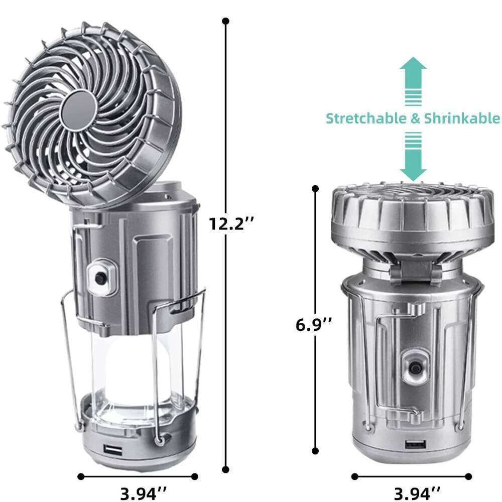 Multi functional Outdoor Lighting Solar Electric Fan Camping Emergency Light Portable LED Lights Power Bank S260302