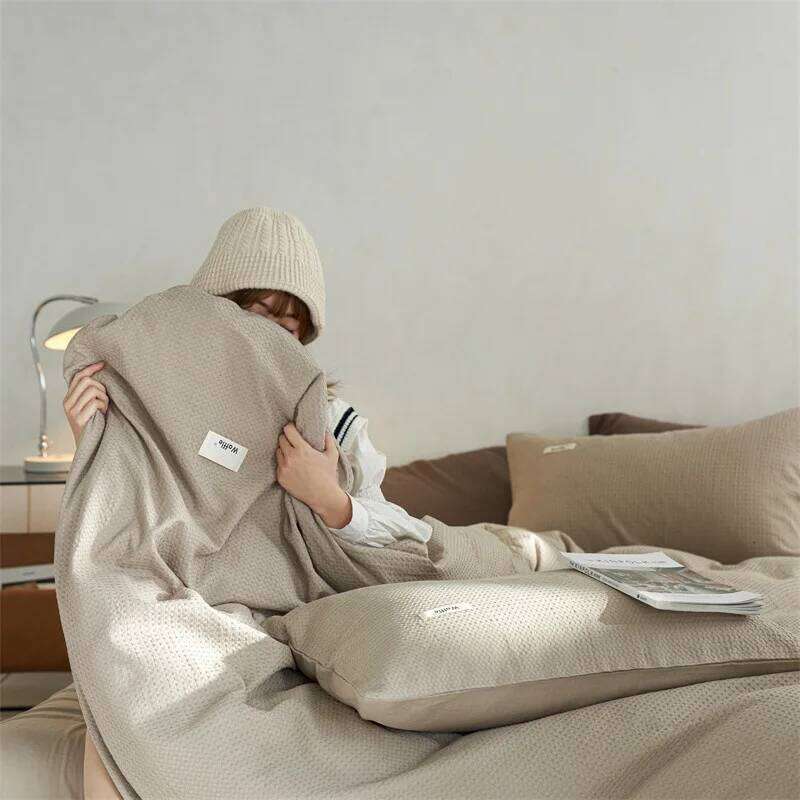 Four-piece bed set, cotton solid color sheets, light luxury and high-end bedding. W260302