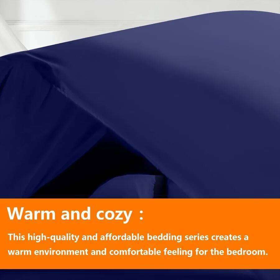 Navy Full Size Comforter Set - 7 Pieces Bed in a Bag Bedding with All Season Soft Quilted Warm Fluffy Reversible Includes Flat W260302