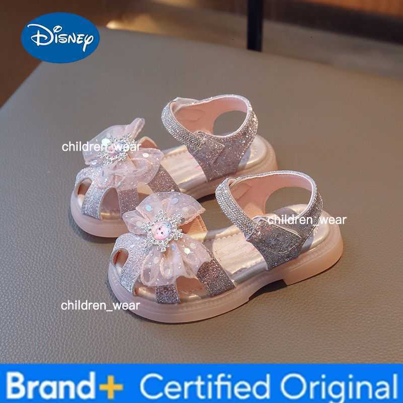 Disney KidsCasual Shoes Sandals Elsa Princess Frozen PU Leather Sow Fashion Summer Shoes Breathable Anti-slip Pink Blue Size 22-30 H260303