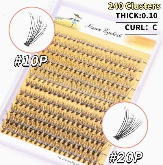 False lashes thick, natural, curled and extended lash set H260303