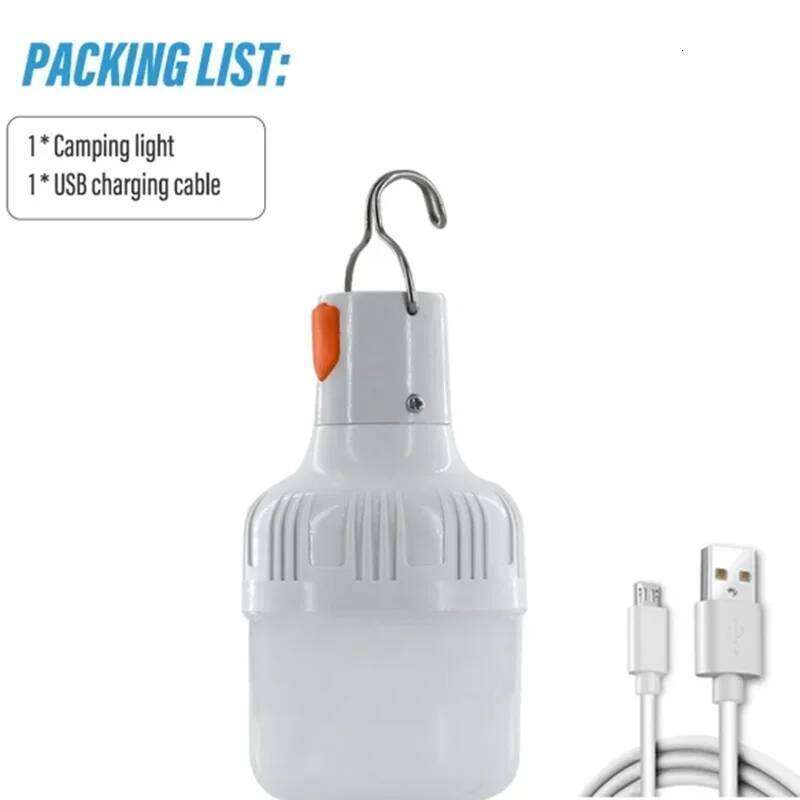 USB Rechargeable LED Lamp Outdoor Bulbs 60W Emergency Light Hook Up Camping Fishing Portable Lantern Night Lights S260302