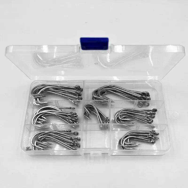 40PCS/70PCS BOX Stainless Steel Saltwater 34007 Long Shank Hook Fishing Accessories 1/0-7/0 Z260228