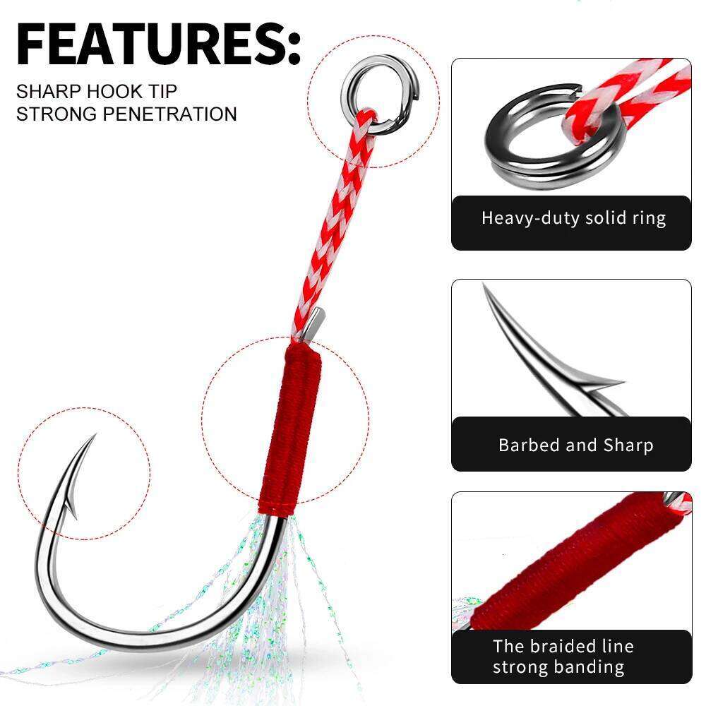 10pcs barbed fast slow falling bait for boat and sea fishing, jumper hook, fishing accessories Z260228