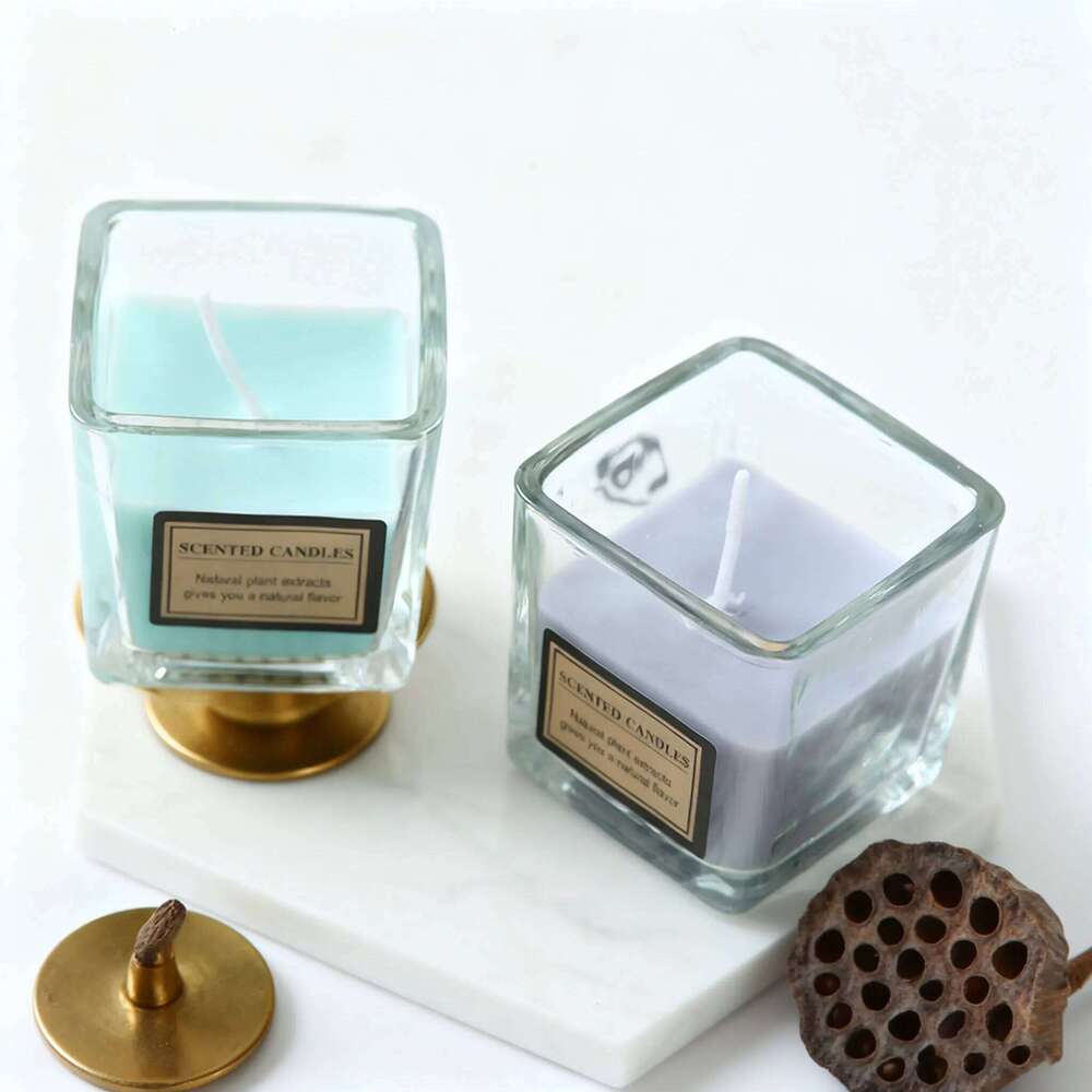 Square Cup Scented Candle for Home Long Burning Relaxing Aromatherapy Gift Modern Bedroom Decor Creating Cozy Atmosphere W260303