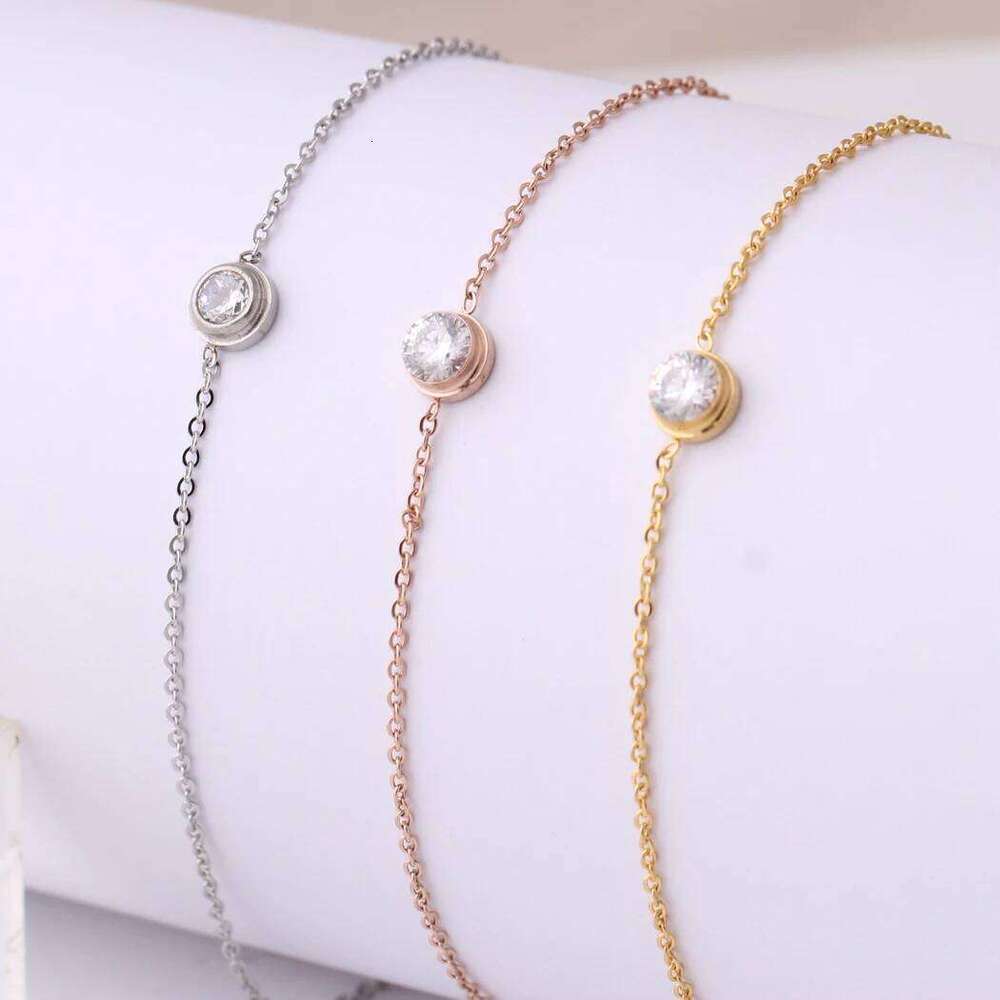 New personalized and simple titanium steel bracelet, 18K rose gold single diamond set zirconium women's bracelet C260303