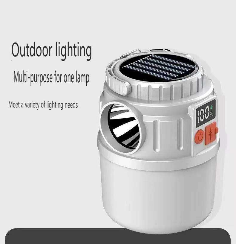 Camping Light USB Rechargeable Outdoor Tent Flashlight Solar Charging Emergency Hurricane Camp Lamp Waterproof Power Bank S260302