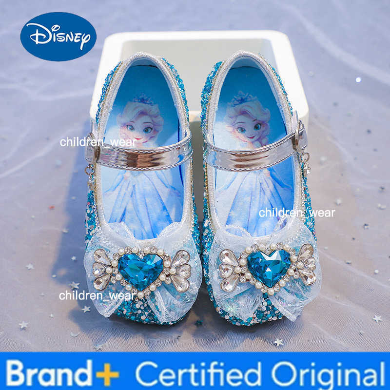 Disney Frozen Princess Elsa Cartoon Soft Sole Sandals Baby Girl Princess Shoes Crystal Shoes Children Flat Girl Leather Shoes H2603031