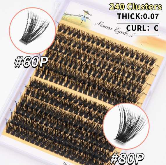 False lashes thick, natural, curled and extended lash set H260303