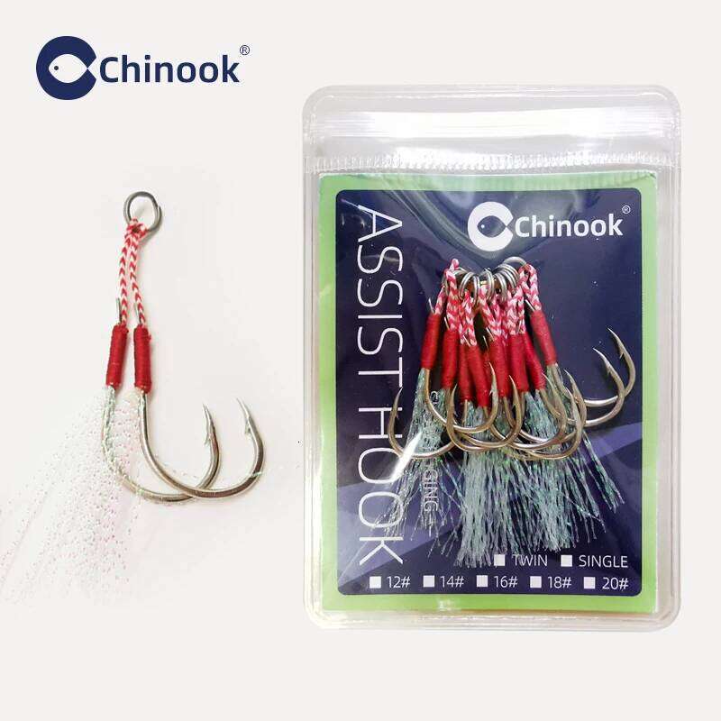 Chinook 10/20pcs Slow Jigging Twin/single braided Cast Jig Assist Hook High Carbon Steel Thread Feather Sea Pesca Z260228