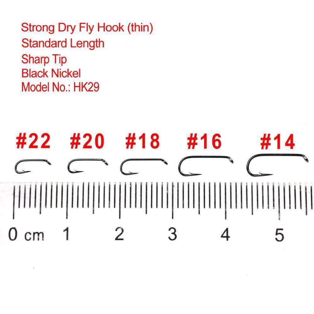 Bimoo 50/100pcs Fishing Dry 2X Standard Wire Nymph Hook Black Nickel Finish Fly Tying Material Size 14 16 18 20 22 Z260228