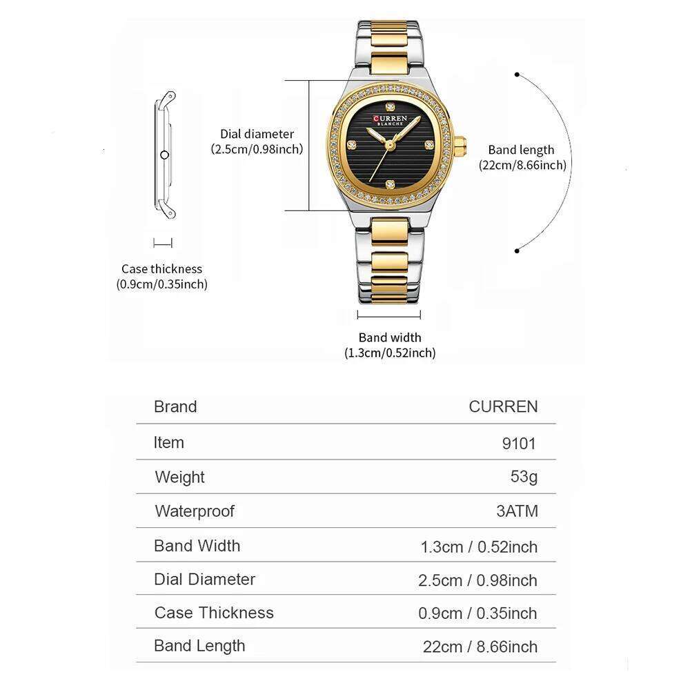 CURREN Luxury Brand Simple Style Quartz Watch for Women NEW Dress Ladies Wristwatches with Rhinestones XJ260303