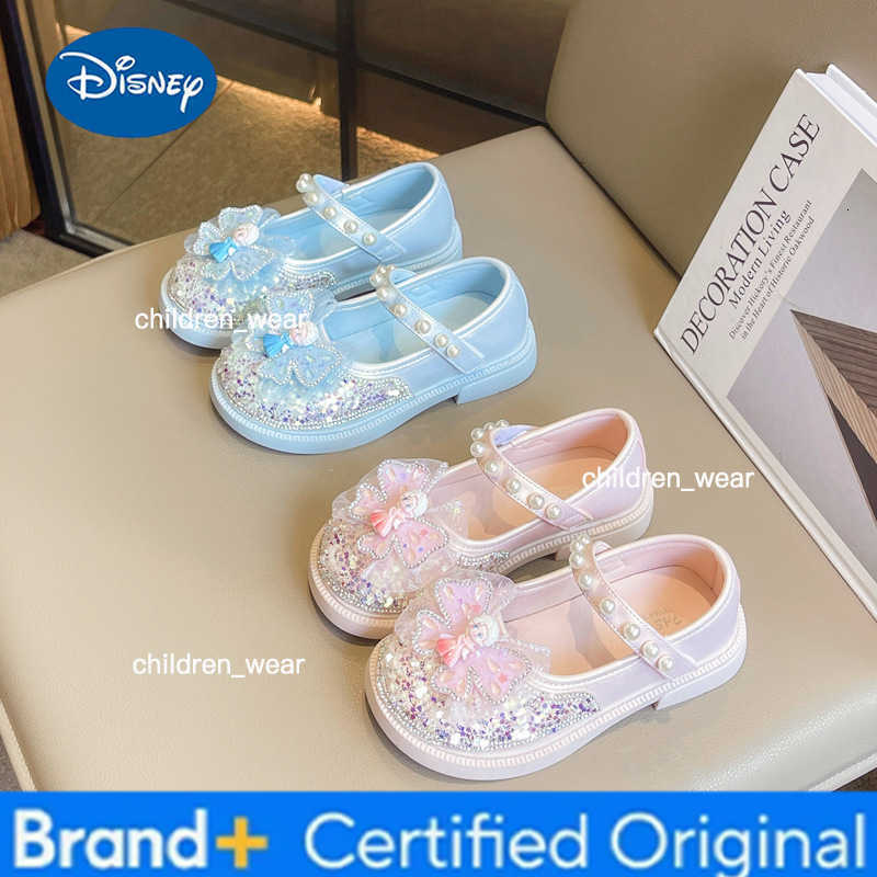 Disney DisneyPrincess Shoe for Girls Single Crystal Sandals Spring New Style Childrens Shoes Rhinestone Little Girl Leather Baby Shoes H260303