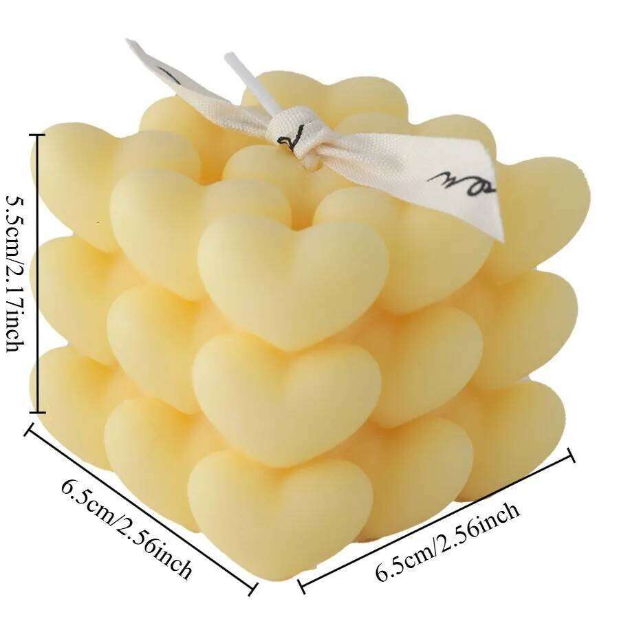 1pc Heart Cube Shape Pastel Scented Soy Wax Candles Romantic Gifts Aesthetic Home Decor Wedding Decorations for Valentine's Day W260303