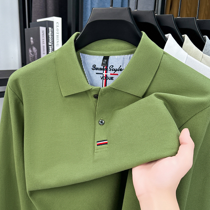 Luxury Brand Designer Clothes Spring And Autumn Men's Long-Sleeve Turn-Down Collar Pure Cotton POLO Shirt, Casual Men's Embroidered Polo T-S
