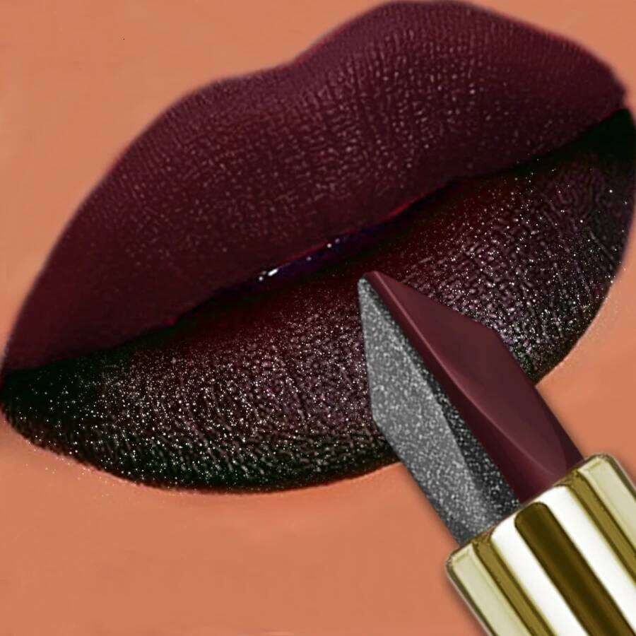 1PC Two-tone Sexy Red&Black Lipstick Glitter&matte Sticks Nonstick Highly Pigmented Metallic Finish Lip Tint Makeup Giifts H260302