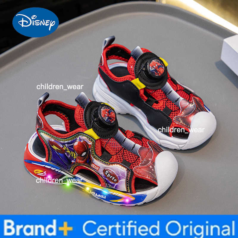Disney Summer Baby Boys LED Light Sandals Cartoon Spider Man Children Closed Toe Orthopedic Kids Slippers Girls Sport Soft Beach Shoes H260303