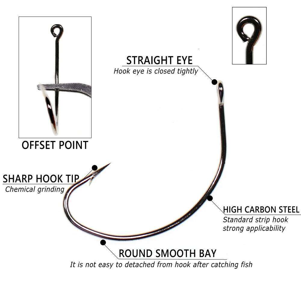 Bimoo 50PCS High-carbon Steel Live Lure Shiner Fishing Hook Straight Eye Saltwater Freshwater Bass Hooks #6 - #5/0 Z260228