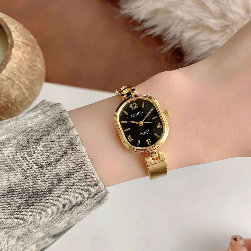 Women's Oval Gold Simple & Fashionable Quartz Watch, Suitable for Daily Wear and Decoration XJ260303