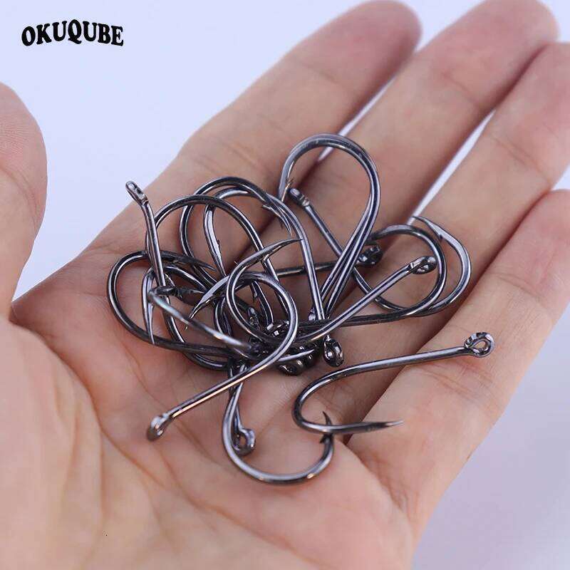 50pcs/lot Coating High Carbon Stainless Steel Barbed Sharped Circle Fish Hooks For Fishing Carp Bass Octopus Z260228