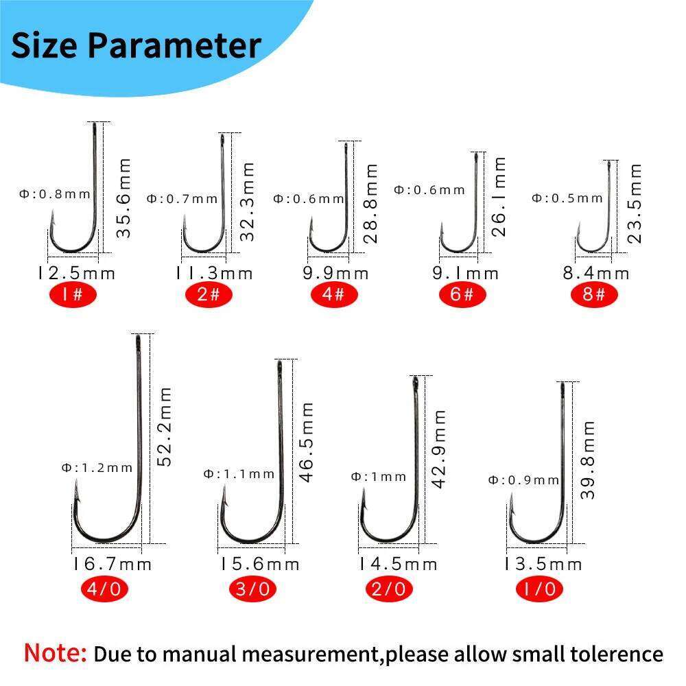 Elllv 50pcs 8# - 4/0 Long Shank Fine Wire Aberdeen Saltwater Freshwater Fishing Live Bait/Sabiki Rigs/Bass Trout Fly Hook Z260228