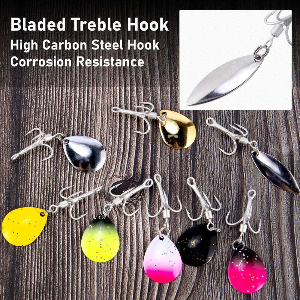 3/5pcs Bladed Treble with Willow Colorado Replacement Fishing Hook Spinner Blade Bass Pike Walleye Trout Saltwater Z260228