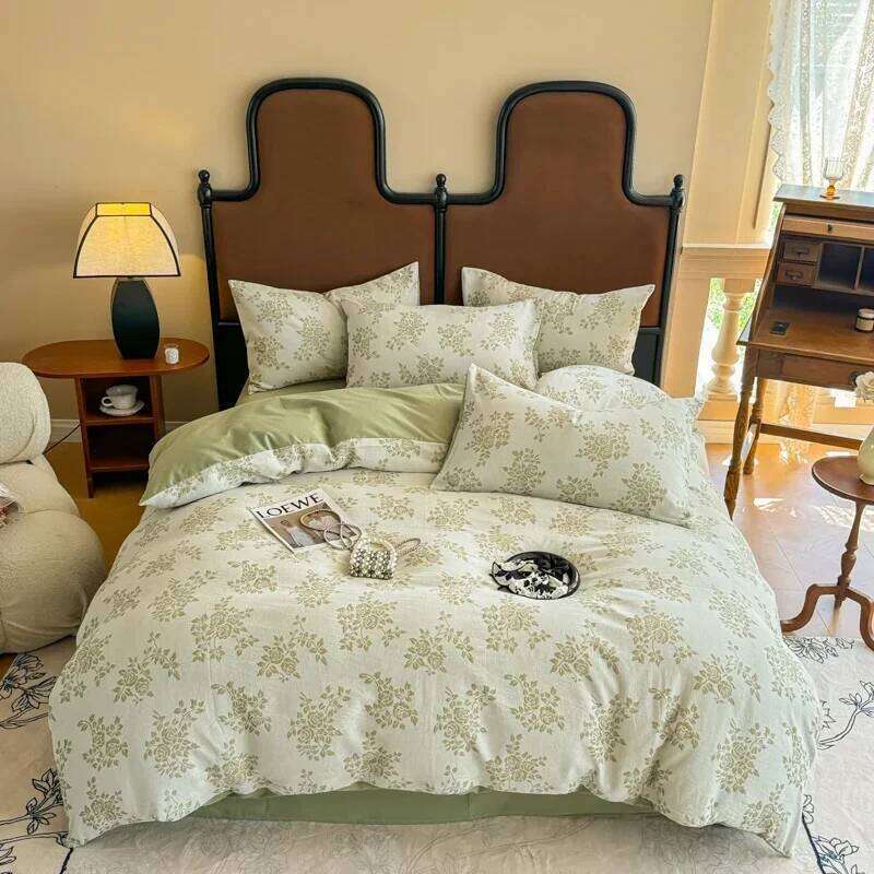 2024 new Class A pure ground four-piece set cotton thickened autumn and winter bed sheet quilt cover soft W260302