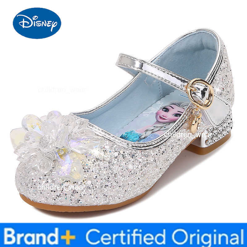 Disney 2024 Spring New Childrens Shoes Ice And Snow Romance Princess Elsa Shoes Girls Fashion Sandals Crystal Princess Shoes H260303