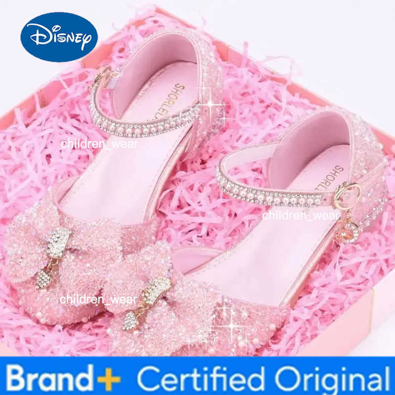 Disney Princess White High Heels Shoes Girls Stage Catwalk Models Shoes Kids Piano Children Dress Shoes Slipper Girl Party Sandals H260303