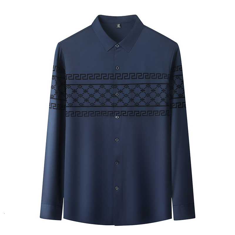 Luxury Brand Designer Clothes Autumn Seamless Men's Long-Sleeve Shirt, New Fashion Trendy Printed Business High-End Light Luxury Long-Sleeve Shir