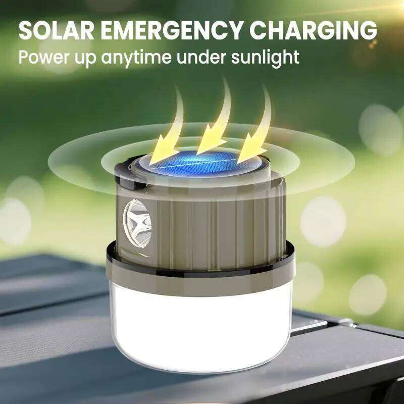 Solar 2400mAh Rechargeable LED IPX5 Waterproof Portable Emergency Lamp Outdoor Multifunctional Camping Light S260302