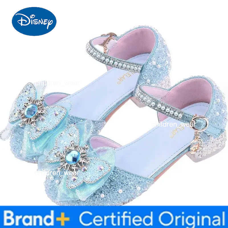 Disney Princess White High Heels Shoes Girls Stage Catwalk Models Shoes Kids Piano Children Dress Shoes Slipper Girl Party Sandals H260303