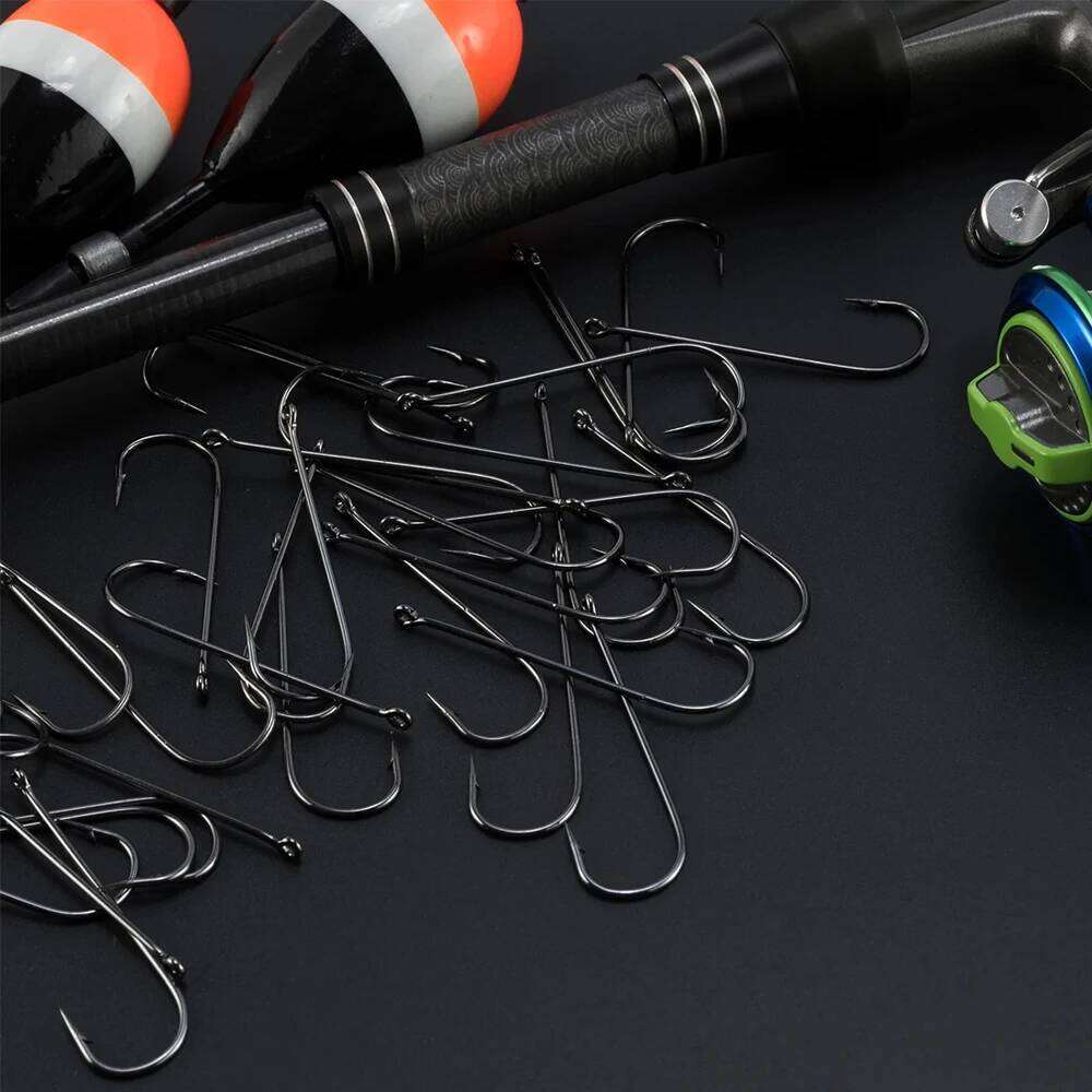 FishTrip Aberdeen Hooks 50-200pcs Long Shank Barbed Sea Fishing High Carbon Steel Carp Jig Worm Hook Freshwater Z260228