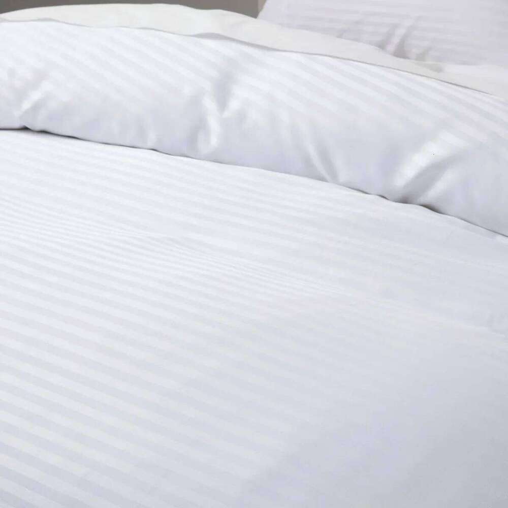 2/3 Piece Duvet Twin Full Queen King Bedding Set Microfiber White Satin Pin Striped Textured Comforter Cover W260302