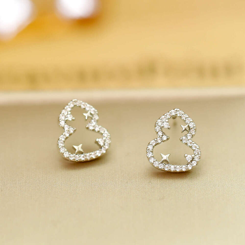 Light Luxury Micro-inlaid High-end Earrings 925 Silver Needle Sweet Gourd Shape Elegant Earrings For Women