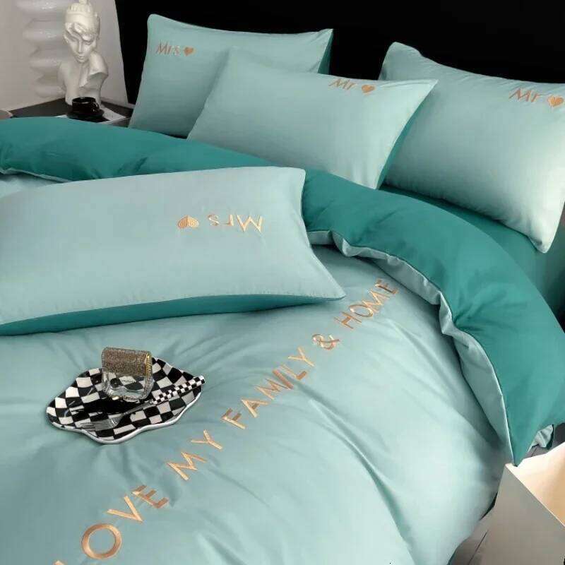 Nordic Luxury Egyptian Cotton Bedding Set King Queen Double Twin Size with Sheet Duvet Cover Pillowcases 1/2 People Bed Linens W260302 W260302